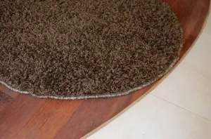 Dywany Lusczow Okrúhly koberec SHAGGY Hiza 5cm hnedý, veľkosť kruh 150