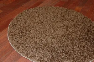 Dywany Lusczow Okrúhly koberec SHAGGY Hiza 5cm hnedý, veľkosť kruh 150
