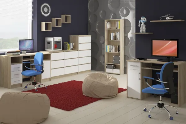 Ak furniture Písací stôl A-6 90 cm dub sonoma/biely pravý
