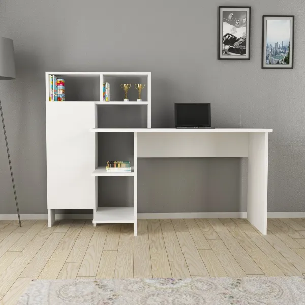 Hanah Home Písací stôl s regálom Bugra biely