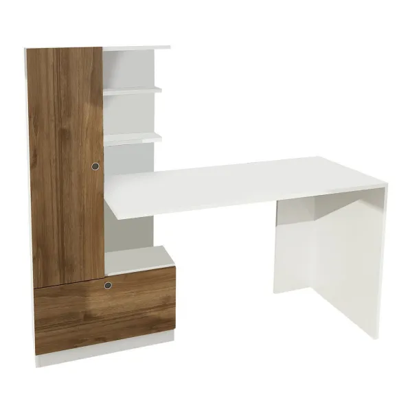 Hanah Home Písací stôl s regálom Domingos biely/orech