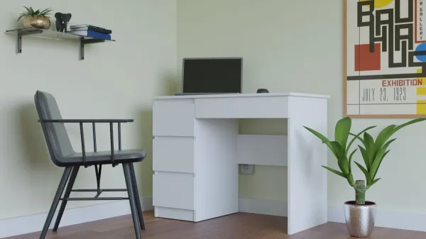 TP Living Písací stôl Mijas ľavý biely matný