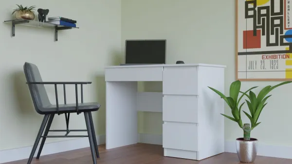 TP Living Písací stôl Mijas pravý biely mat