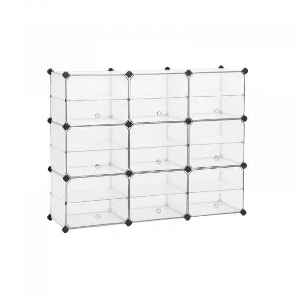 SONGMICS Plastová variabilná polica 9 boxov 123 x 93 x 31 cm