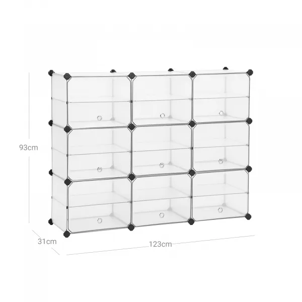 SONGMICS Plastová variabilná polica 9 boxov 123 x 93 x 31 cm