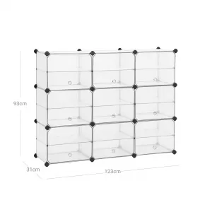 SONGMICS Plastová variabilná polica 9 boxov 123 x 93 x 31 cm
