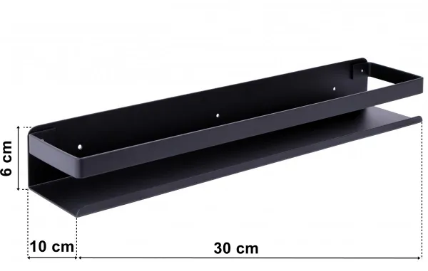 Loftová kúpeľňová polička Megara 30 cm čierna
