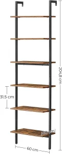 VASAGLE Regál na knihy 60x30x204,8cm čiernohnedý