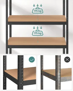 SONGMICS Policový regál Collin 200 cm čierny