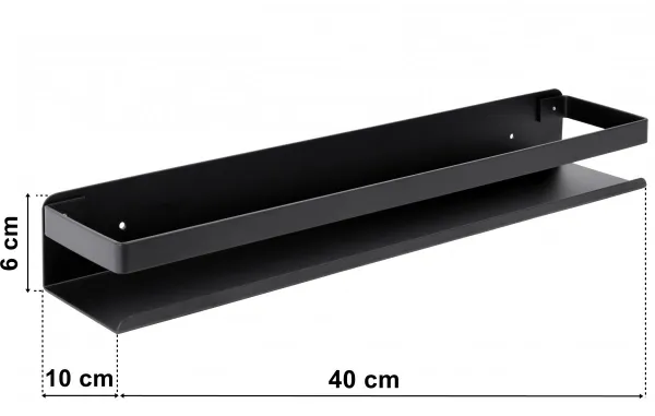 Loftová kúpeľňová polička Megara 40 cm čierna