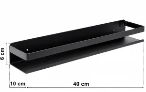 Loftová kúpeľňová polička Megara 40 cm čierna