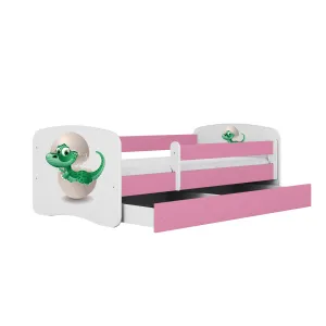 Kocot kids Posteľ Babydreams dinosaurus ružová, varianta 70x140, se šuplíky, s matrací