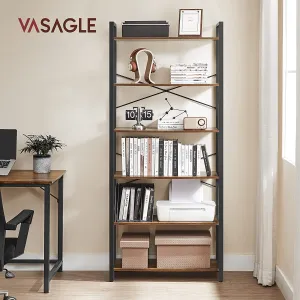 VASAGLE Regál na knihy 6 políc 80 x 186 x 30 cm hnedý