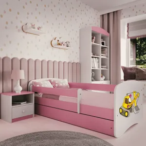 Kocot kids Posteľ Babydreams bager ružová, varianta 80x180, se šuplíky, s matrací