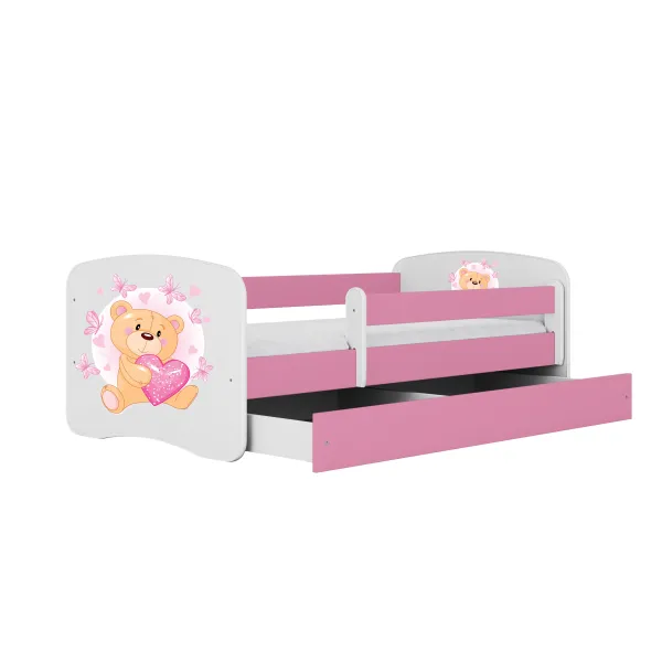 Kocot kids Posteľ Babydreams macko s motýlikmi ružová, variant 70x140, bez šuplíků, s matrací