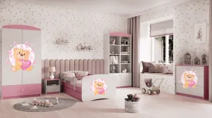 Kocot kids Posteľ Babydreams macko s motýlikmi ružová, variant 70x140, bez šuplíků, s matrací