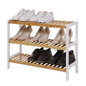 SONGMICS Bambusový botník 3 police prírodný 70x55 cm