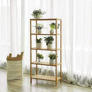 SONGMICS Bambusový regál 5 políc prírodný 60x130 cm