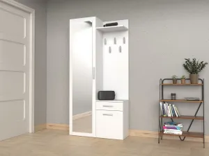 TP Living Predsieňová stena so zrkadlom a zásuvkami DUO biela mat