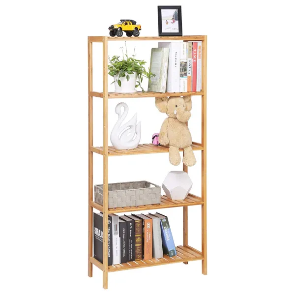 SONGMICS Bambusový regál 5 políc prírodný 60x130 cm