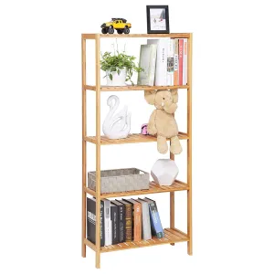 SONGMICS Bambusový regál 5 políc prírodný 60x130 cm