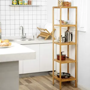 SONGMICS Bambusový regál 5 políc prírodný 33x146 cm