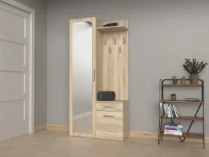 TP Living Predsieňová skriňa so zrkadlom a šuplíkmi- DUO sonoma