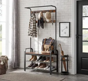 SONGMICS Predsieňový vešiak s botníkom Vasagle Lena 84 cm hnedý