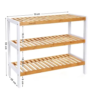 SONGMICS Bambusový botník 3 police prírodný 70x55 cm