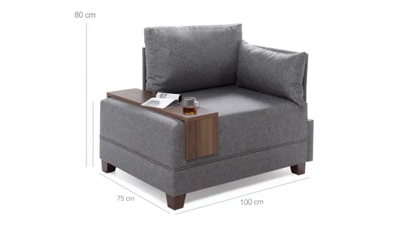 Kreslo / Jednomiestna pohovka Fly Armchair Right - Grey