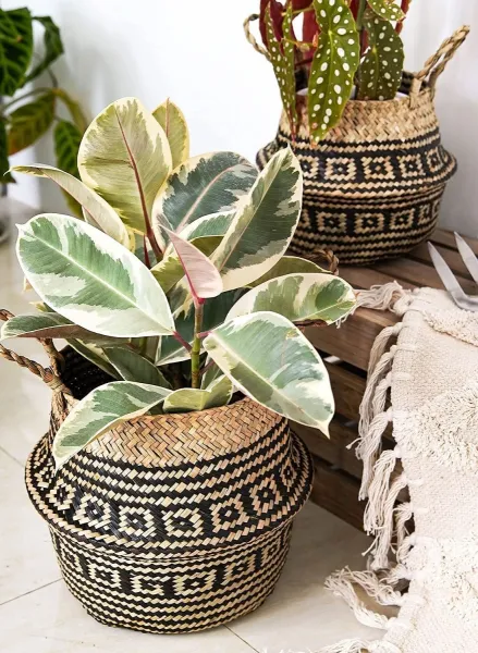 Tutumi Prírodný košík BOHO I hnedo - čierny