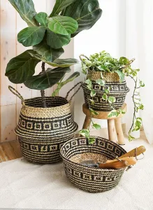 Tutumi Prírodný košík BOHO I hnedo - čierny