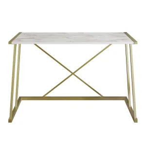 Písací stôl Anemon - White, Gold