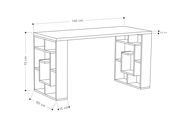Písací stôl Maze - White, Dark Oak
