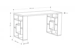 Písací stôl Maze - White, Dark Oak