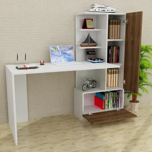 Písací stôl Merinos - White, Walnut