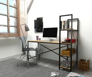 Kalune Design Psací stůl s regálem CENTILE dub
