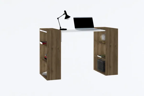Písací stôl Handy - Walnut, White