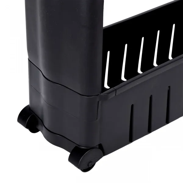 Kúpeľňové police na kolieskach čierne 5 úrovní Uwina