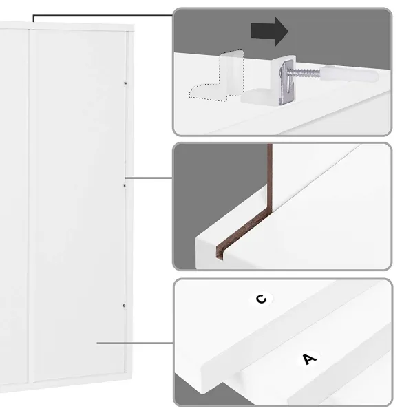 SONGMICS Policový regál biely 50x80 cm