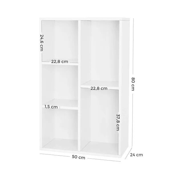 SONGMICS Policový regál biely 50x80 cm