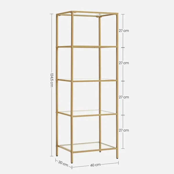 SONGMICS Regál Vondrow 124,5 cm zlatý