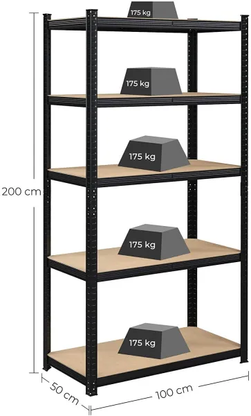 SONGMICS Regál Wera 100x200 cm čierny