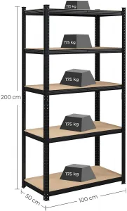 SONGMICS Regál Wera 100x200 cm čierny