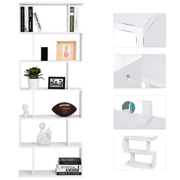 SONGMICS Rohová knihovna/regál SGM-LBC61WT, biela