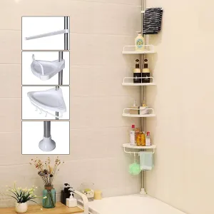 SONGMICS Teleskopická rohová polica do kúpeľne 95-305 cm biela