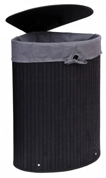 Bambusový rohový kôš na bielizeň s vekom čierny