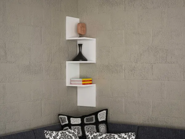 Kalune Design Rohová nástenná polica CORNER biela