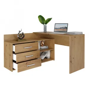 TP Living Rohový písací stôl + komoda DANY ľavý dub artisan