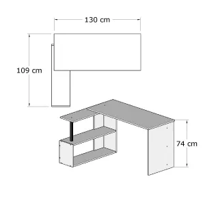 Hanah Home Rohový písací stôl Gelincik biely